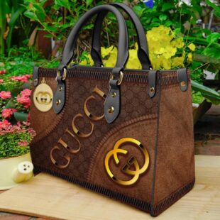 Gucci golden logo brown luxury brand women small handbag purse for beauty