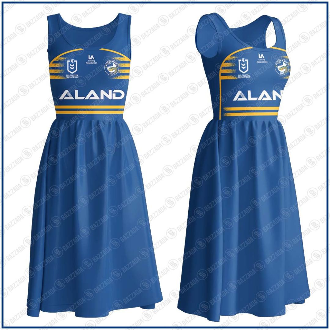 NRL Women's Clothing Parramatta Eels Bowknot Vest Dress- Personalize name & Number- WinGear.shop