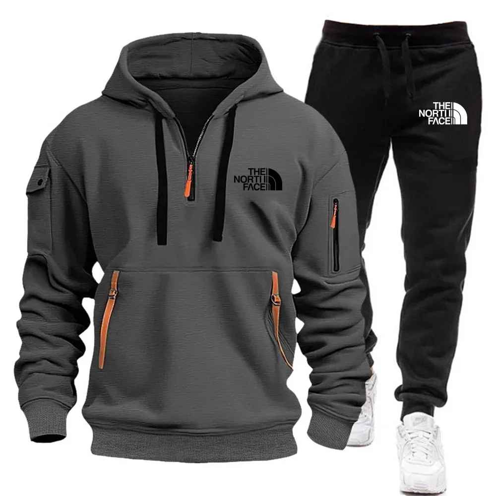 The North Face Tracksuit Winter Sets Fleece Hooded Sweatshirt Sportswear Men Women 012