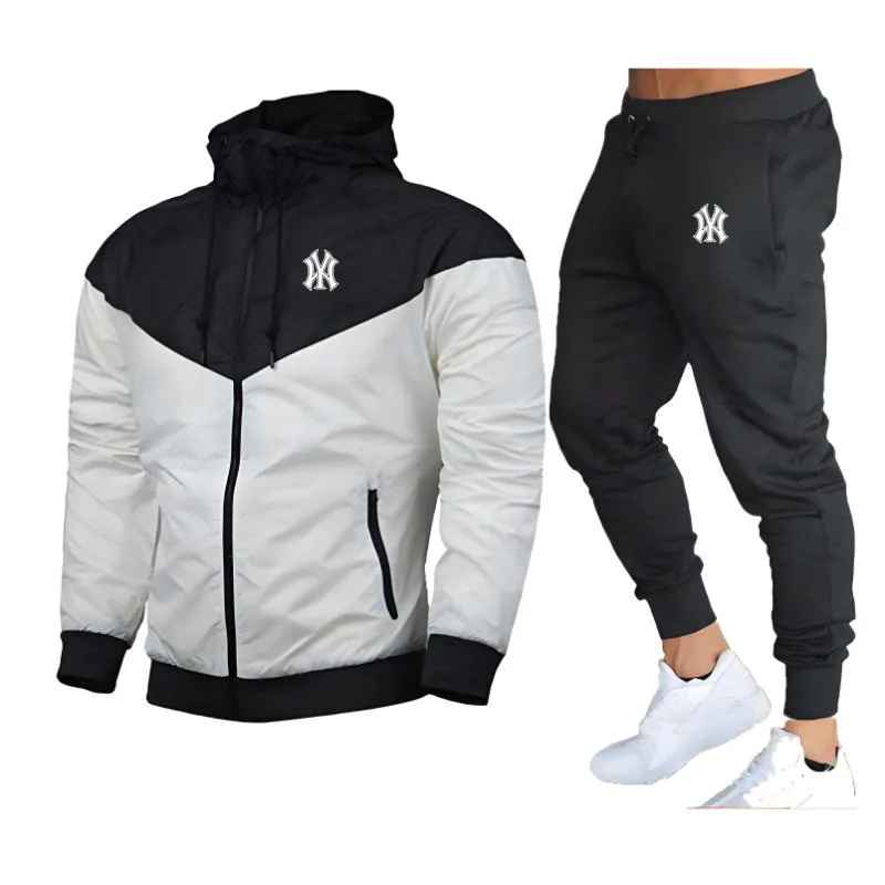 New York Yankees MLB Tracksuit Winter Sets Fleece Zipper Hoodie Waterprool and SweatPants Sportswear Men Women 001