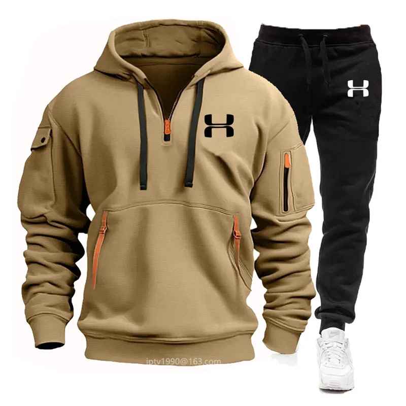 Under Armour Tracksuit Winter Sets Fleece Hooded Sweatshirt Sportswear Men Women 001