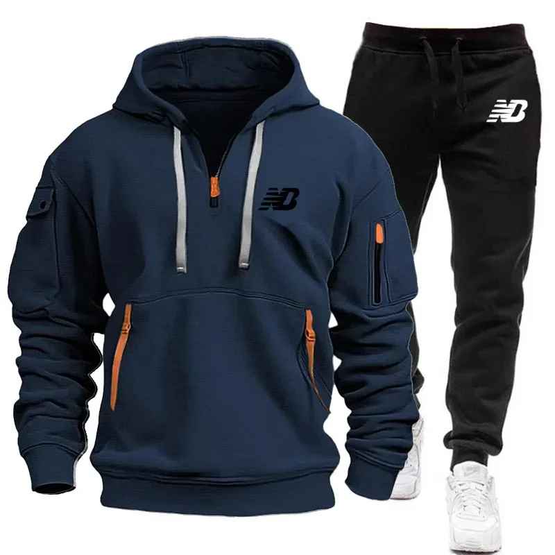 New Balance Tracksuit Winter Sets Fleece Hooded Sweatshirt Sportswear Men Women 012