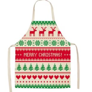 Apron Xmas Adult Apron Xmas Child Nordic Style Christmas Kitchen Apron Xmas Tree Deer Printing Brief Adult Apron Kitchen Baking Cooking Accessories Bib Aprons 001