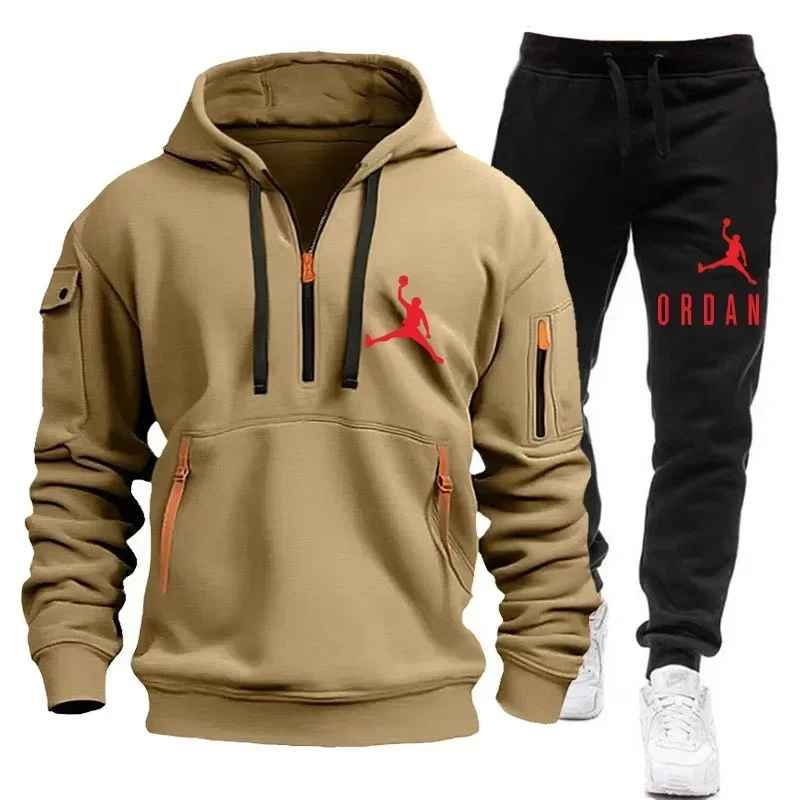 Jordan Tracksuit Winter Sets Fleece Hooded Sweatshirt Sportswear Men Women 035