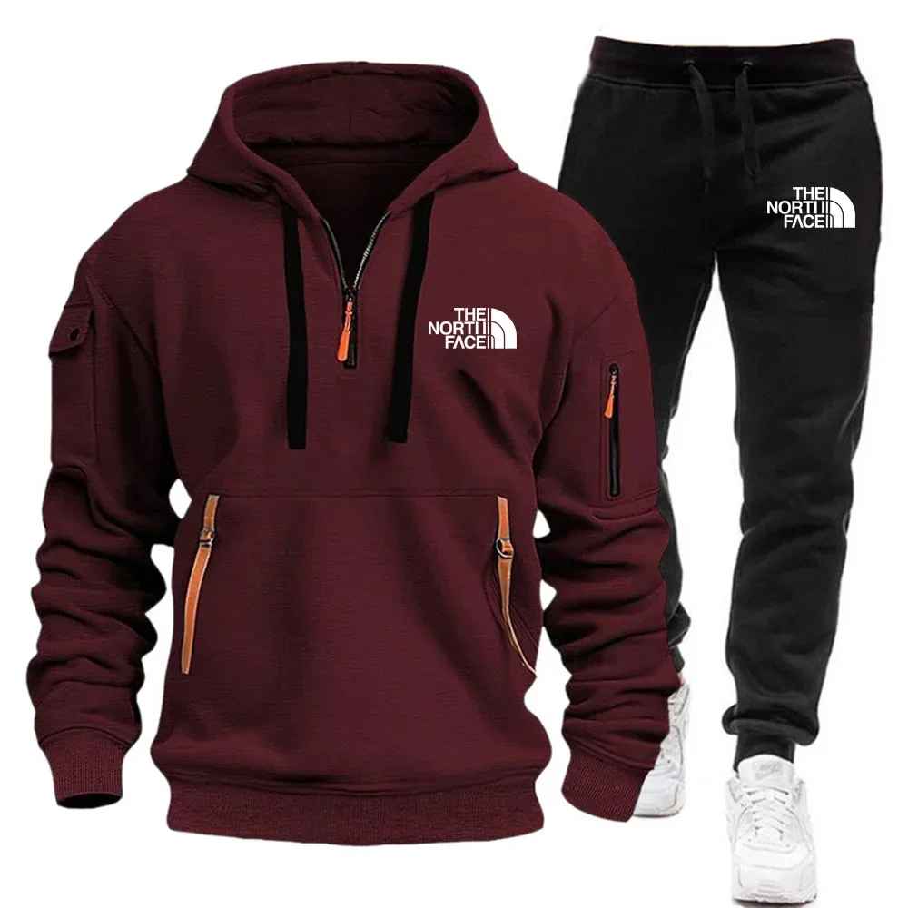 The North Face Tracksuit Winter Sets Fleece Hooded Sweatshirt Sportswear Men Women 002