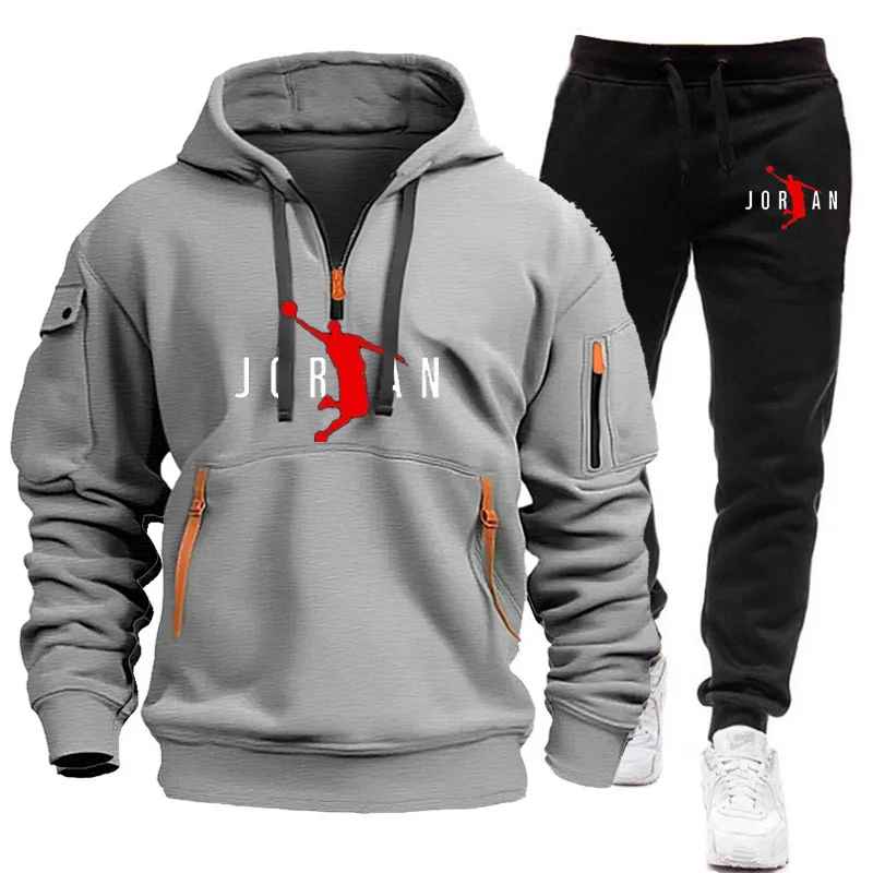 Jordan Tracksuit Winter Sets Fleece Hooded Sweatshirt Sportswear Men Women 048