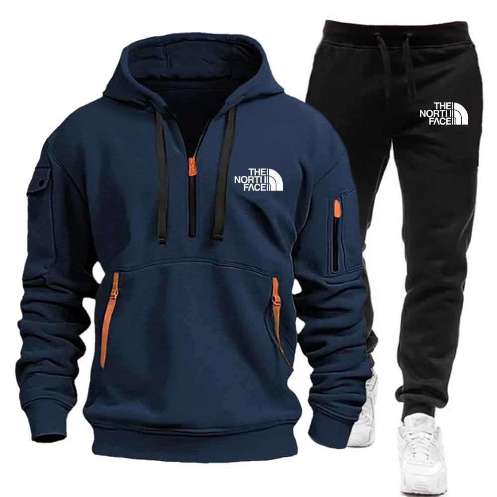 The North Face Tracksuit Winter Sets Fleece Hooded Sweatshirt Sportswear Men Women 003