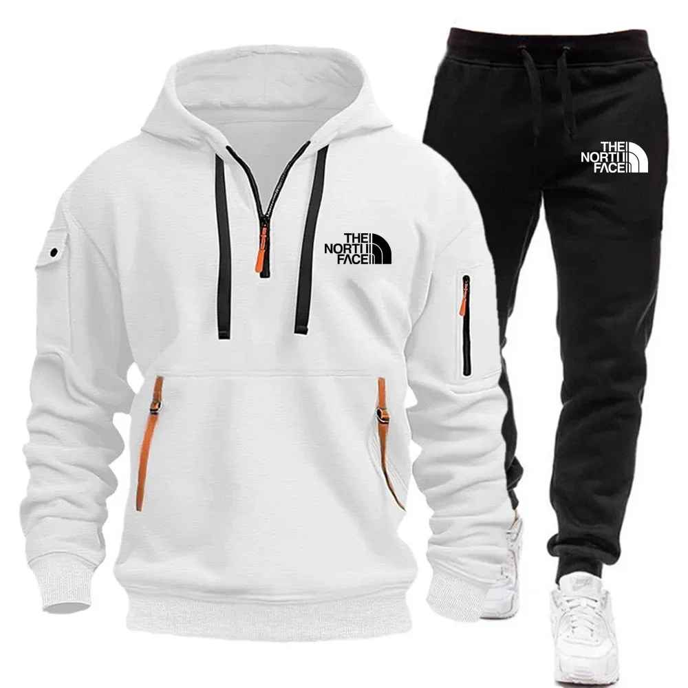 The North Face Tracksuit Winter Sets Fleece Hooded Sweatshirt Sportswear Men Women 004