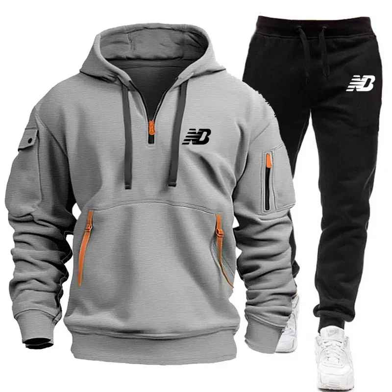 New Balance Tracksuit Winter Sets Fleece Hooded Sweatshirt Sportswear Men Women 001