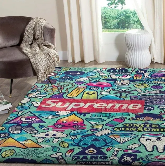 supreme fashion logo limited luxury brand rug carpet home decor 06