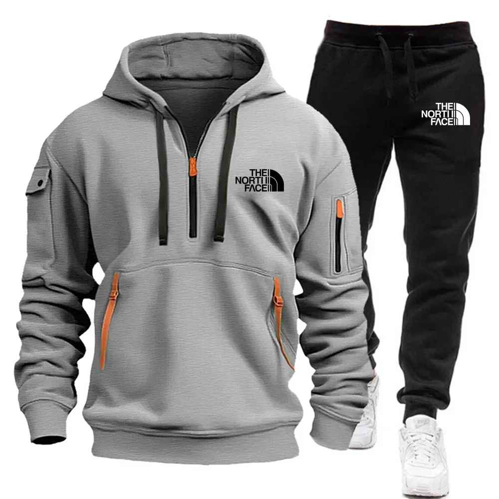 The North Face Tracksuit Winter Sets Fleece Hooded Sweatshirt Sportswear Men Women 011