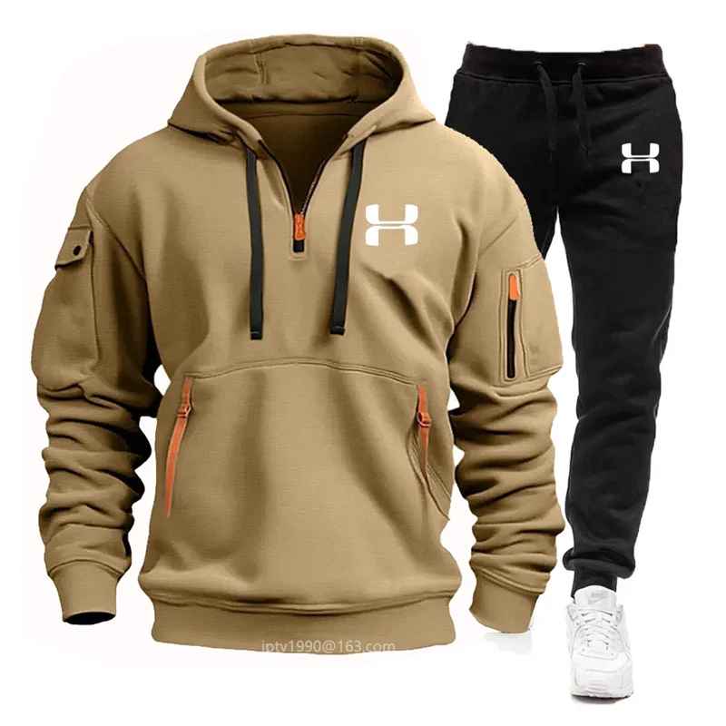 Under Armour Tracksuit Winter Sets Fleece Hooded Sweatshirt Sportswear Men Women 002