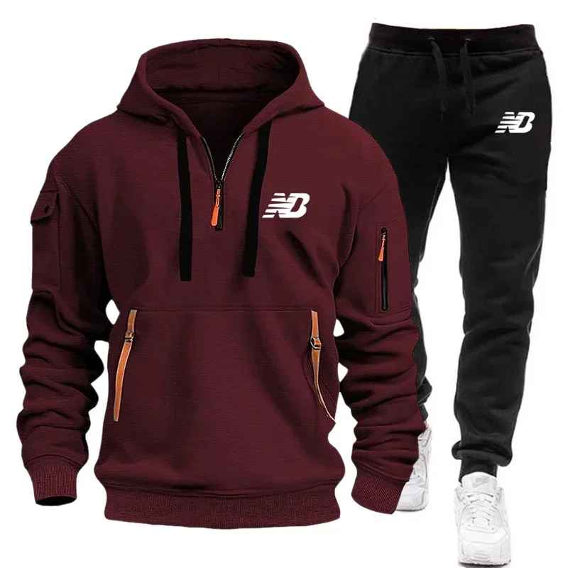 New Balance Tracksuit Winter Sets Fleece Hooded Sweatshirt Sportswear Men Women 014