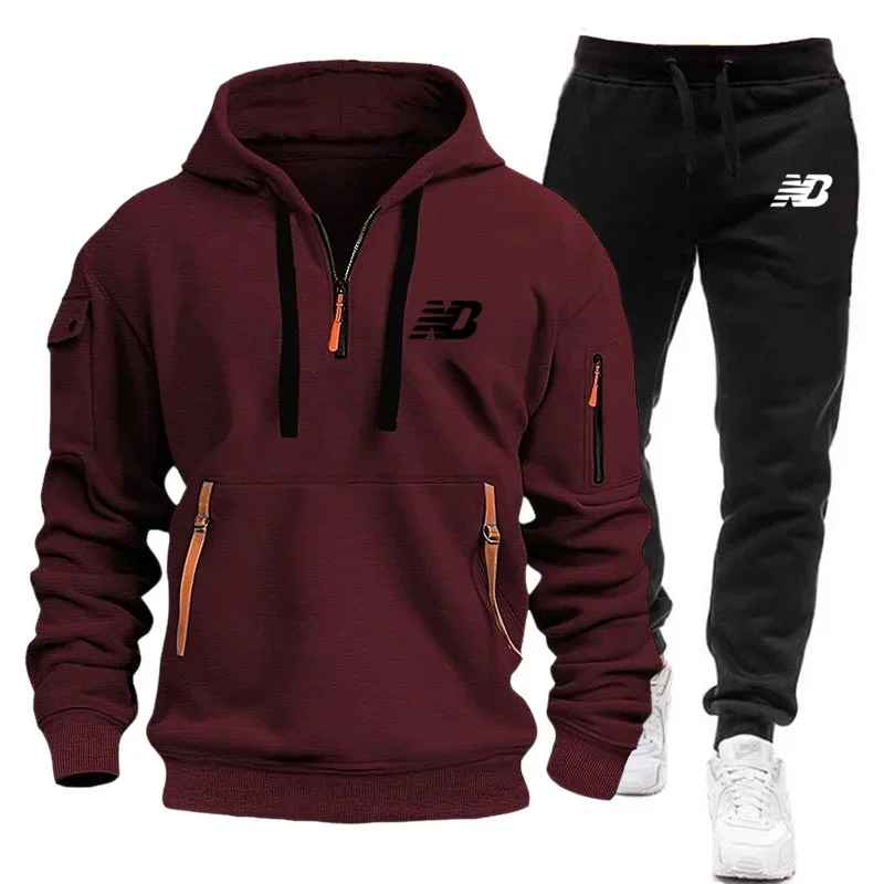 New Balance Tracksuit Winter Sets Fleece Hooded Sweatshirt Sportswear Men Women 013