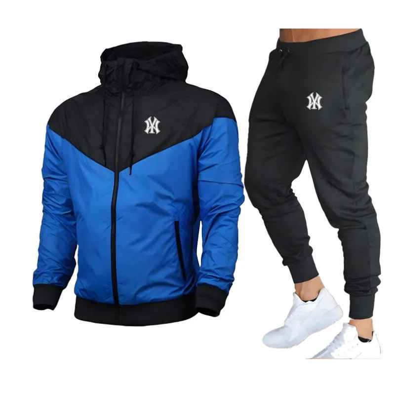 New York Yankees MLB Tracksuit Winter Sets Fleece Zipper Hoodie Waterprool and SweatPants Sportswear Men Women 004