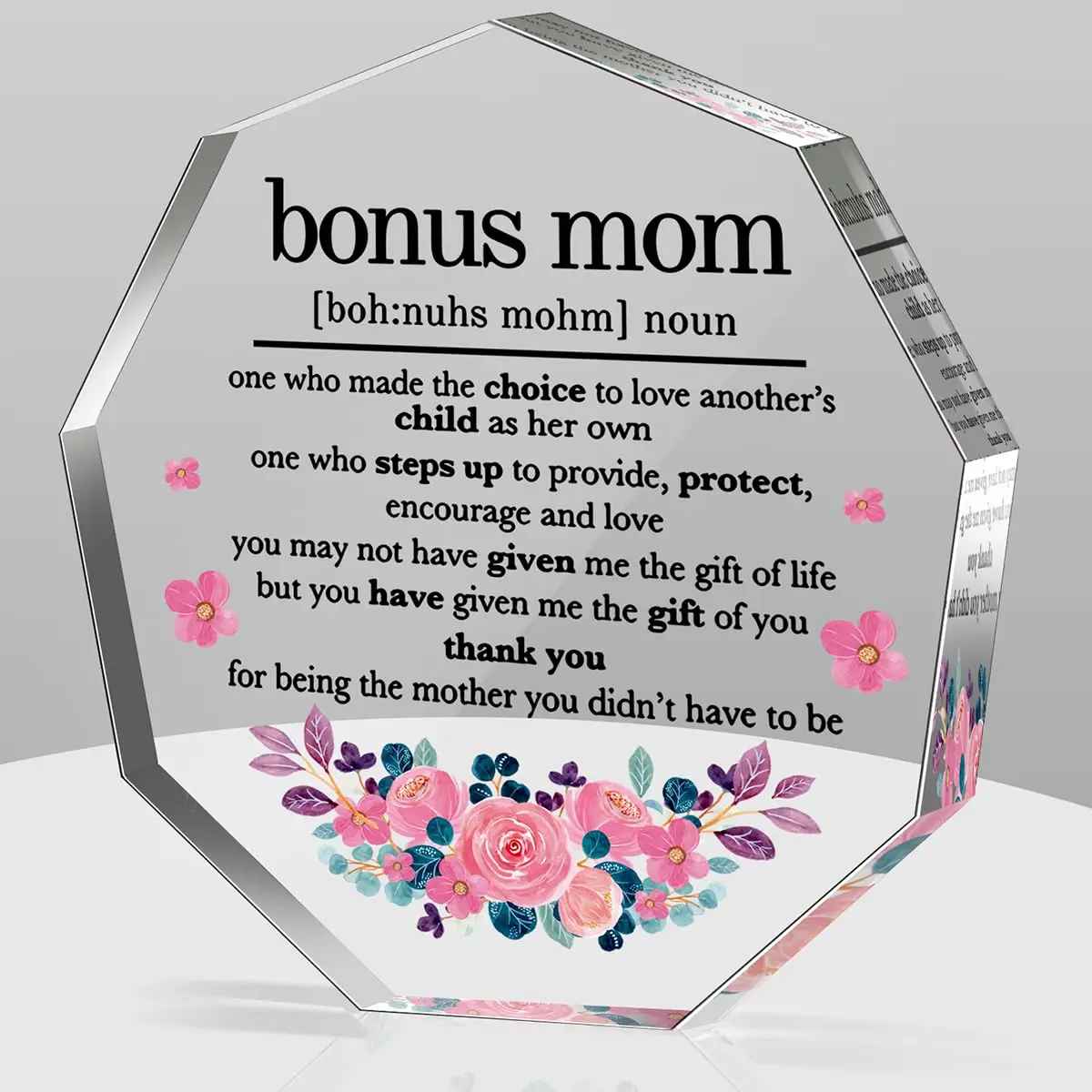 Bonus Mom Acrylic ornament from Daughter, Son on Mother's Day Birthday Thanksgiving Christmas NewYear