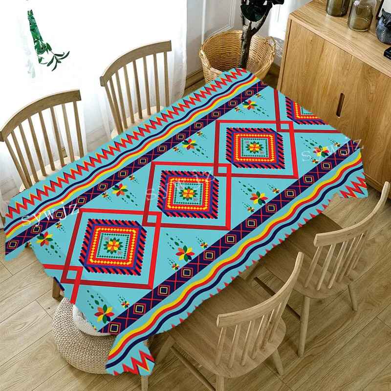 Vintage Tablecloth Aztec Waterproof Tablecloth for kitchen table Decoration 004