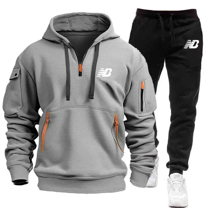 New Balance Tracksuit Winter Sets Fleece Hooded Sweatshirt Sportswear Men Women 009