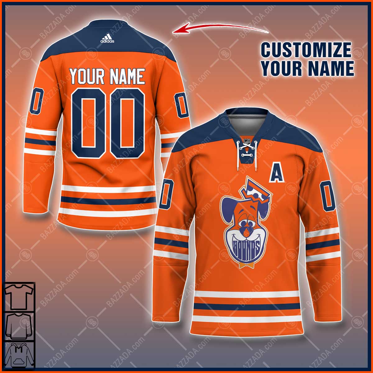 Personalize Name and number Hockey Jersey cartoon character Edmonton Oilers logo-Huckleberry Hound