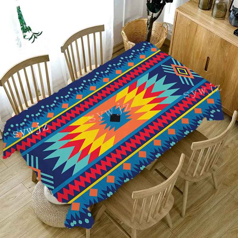 Vintage Tablecloth Aztec Waterproof Tablecloth for kitchen table Decoration 006