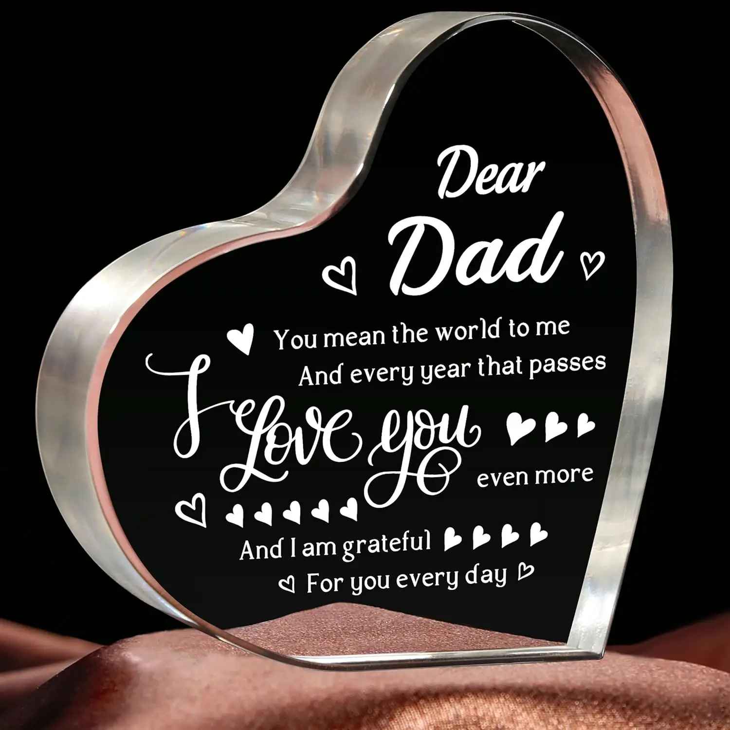 Gift for Dad New decorations heart transparent Acrylic ornaments from Daughter, Son on Father's Day Birthday Thanksgiving Christmas NewYear
