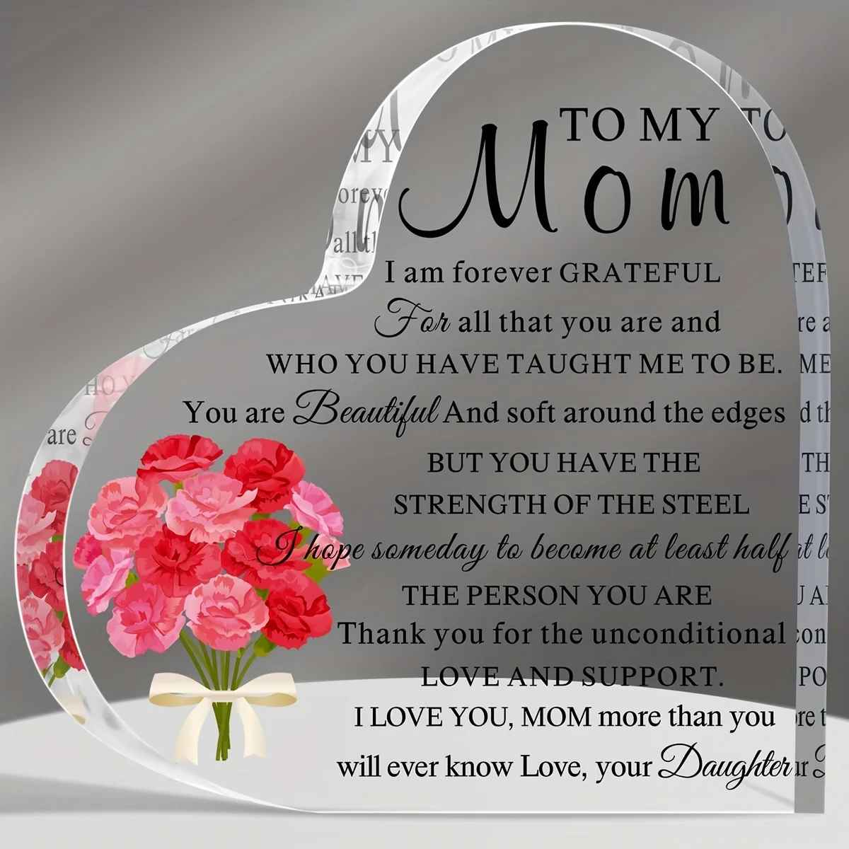 To my Mom Heart Shape Acrylic Plaque from Daughter, Son on Mother's Day Birthday Thanksgiving Christmas NewYear