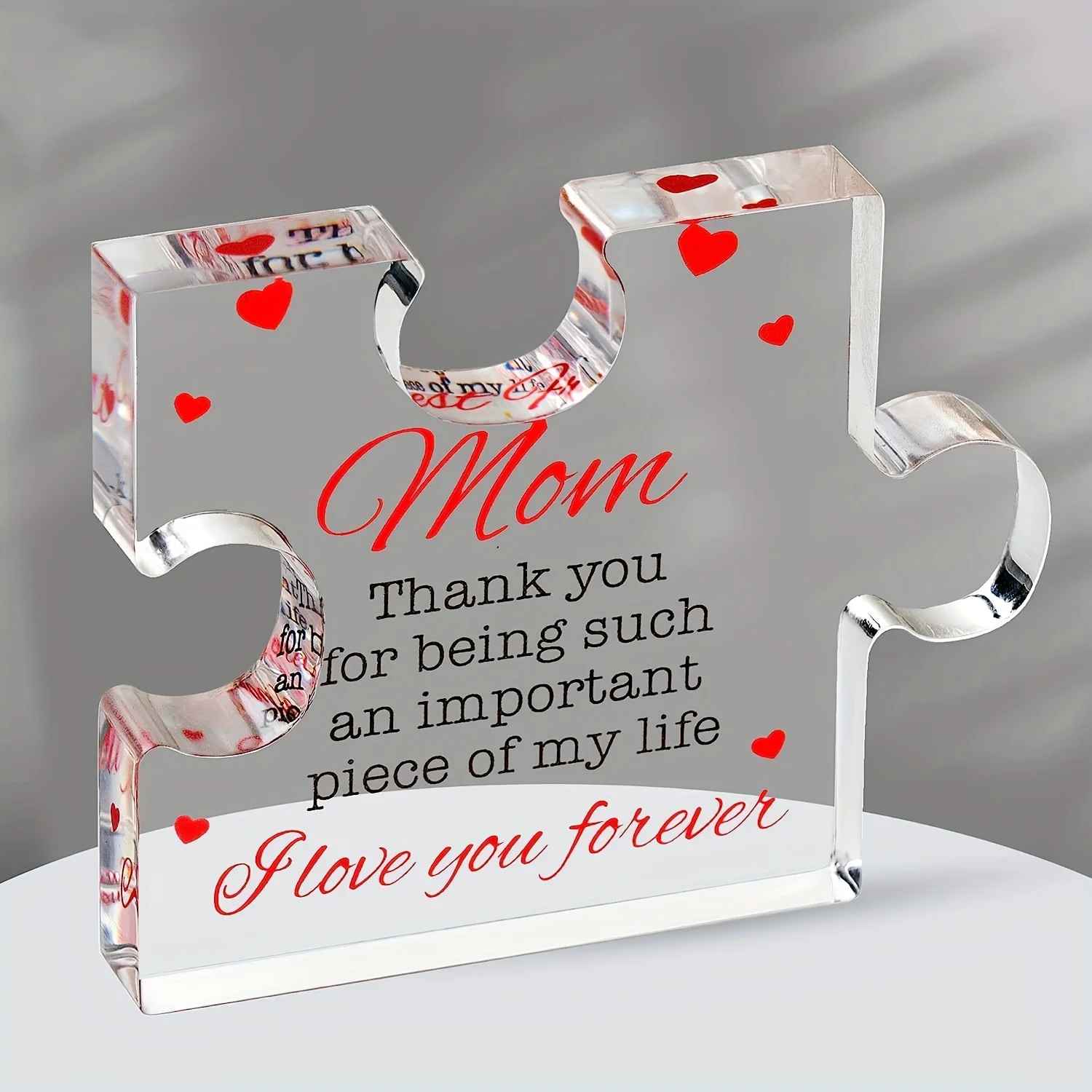 Gift for Mom Engraved Acrylic Block Puzzle from Daughter, Son on Mother's Day Birthday Thanksgiving Christmas NewYear