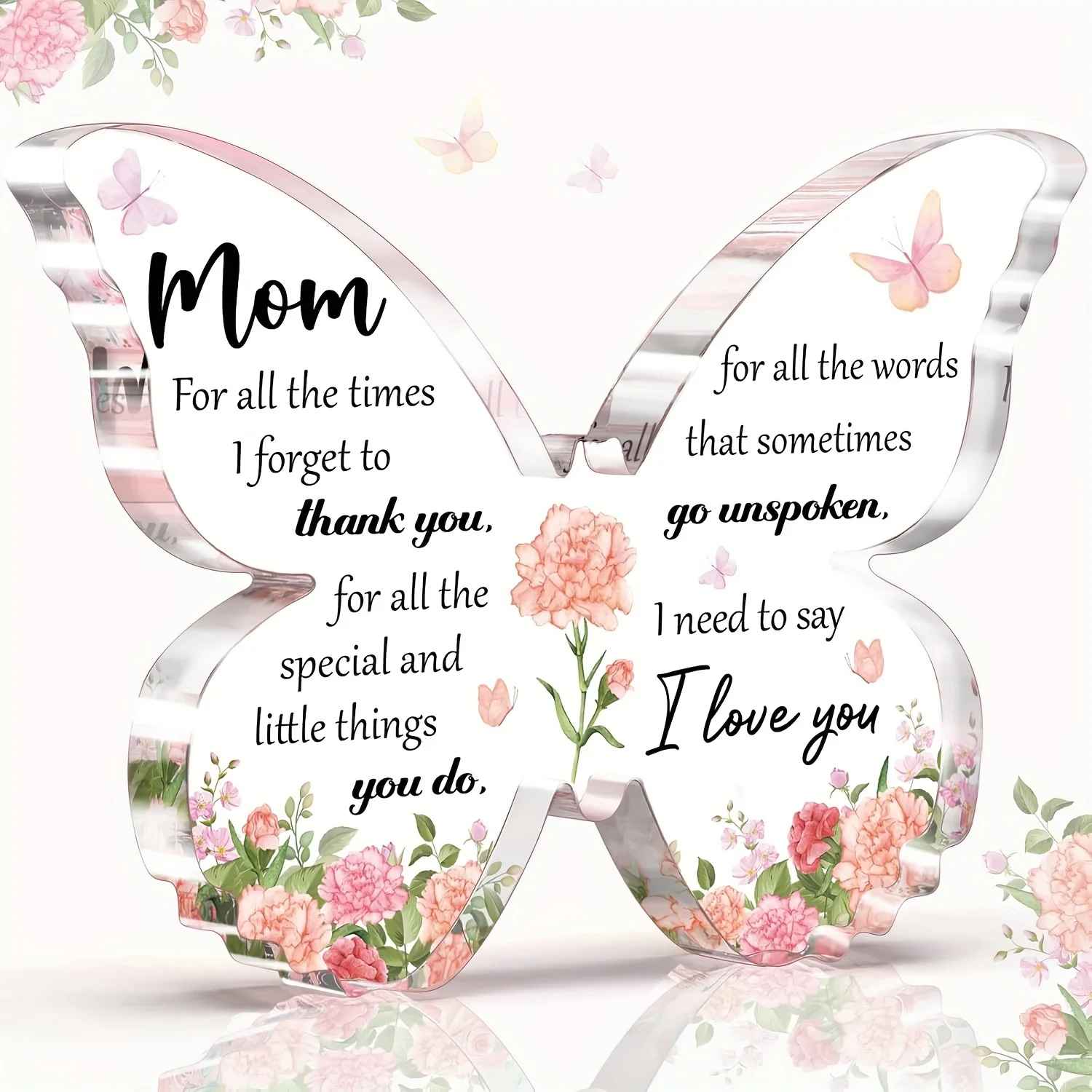 Gift for Mom butterfly Acrylic ornament from Daughter, Son on Mother's Day Birthday Thanksgiving Christmas NewYear
