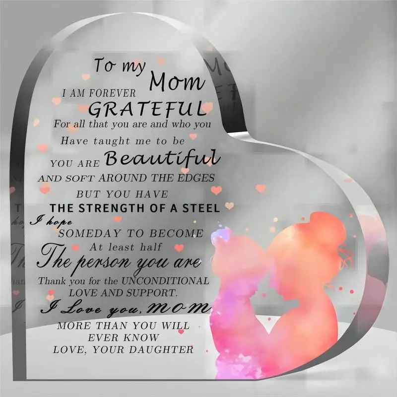 To My Mom Heart Acrylic ornament from Daughter, Son on Mother's Day Birthday Thanksgiving Christmas NewYear