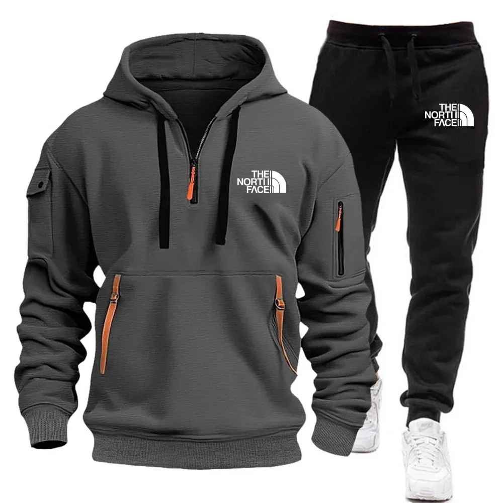 The North Face Tracksuit Winter Sets Fleece Hooded Sweatshirt Sportswear Men Women 009