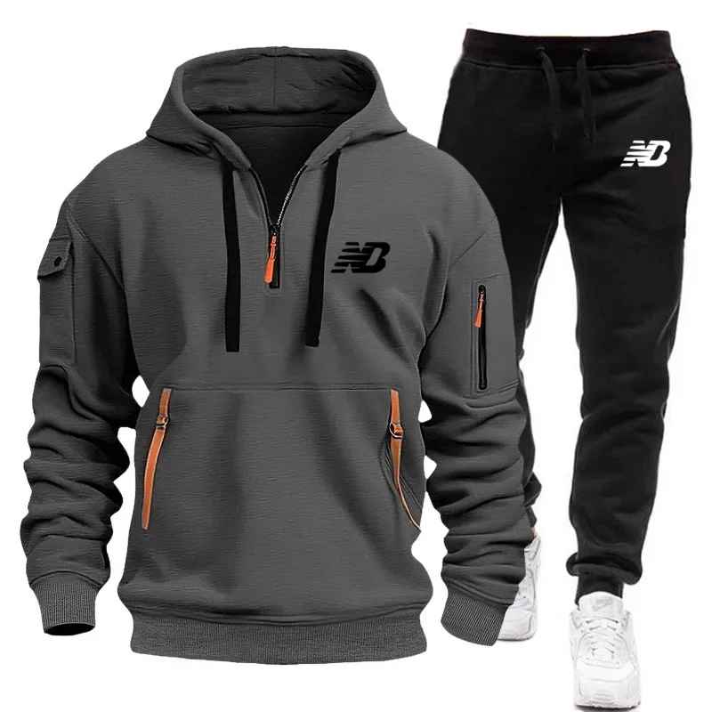 New Balance Tracksuit Winter Sets Fleece Hooded Sweatshirt Sportswear Men Women 007
