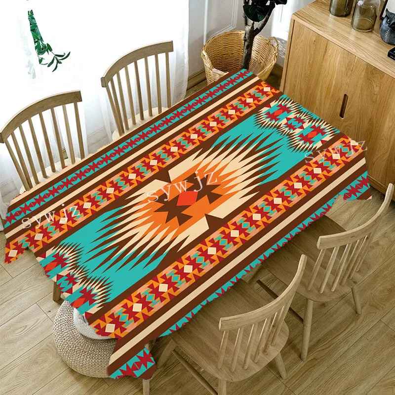 Vintage Tablecloth Aztec Waterproof Tablecloth for kitchen table Decoration 002