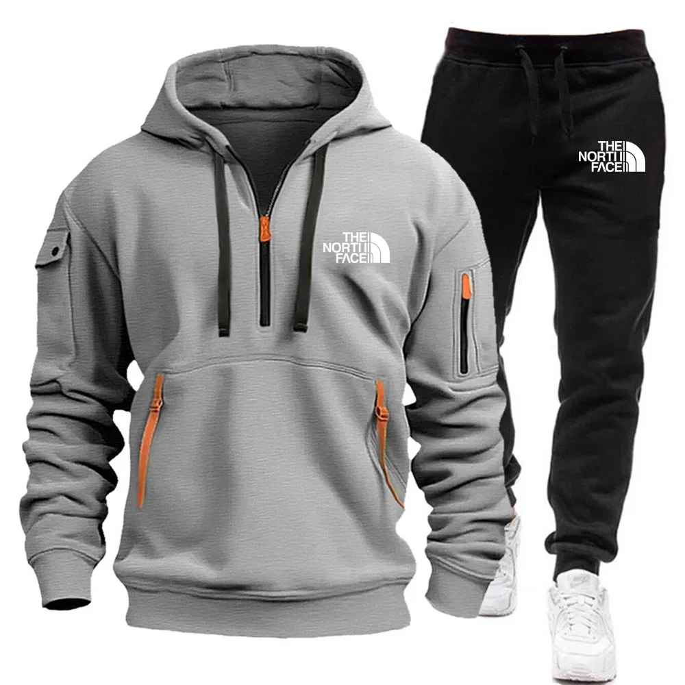 The North Face Tracksuit Winter Sets Fleece Hooded Sweatshirt Sportswear Men Women 001