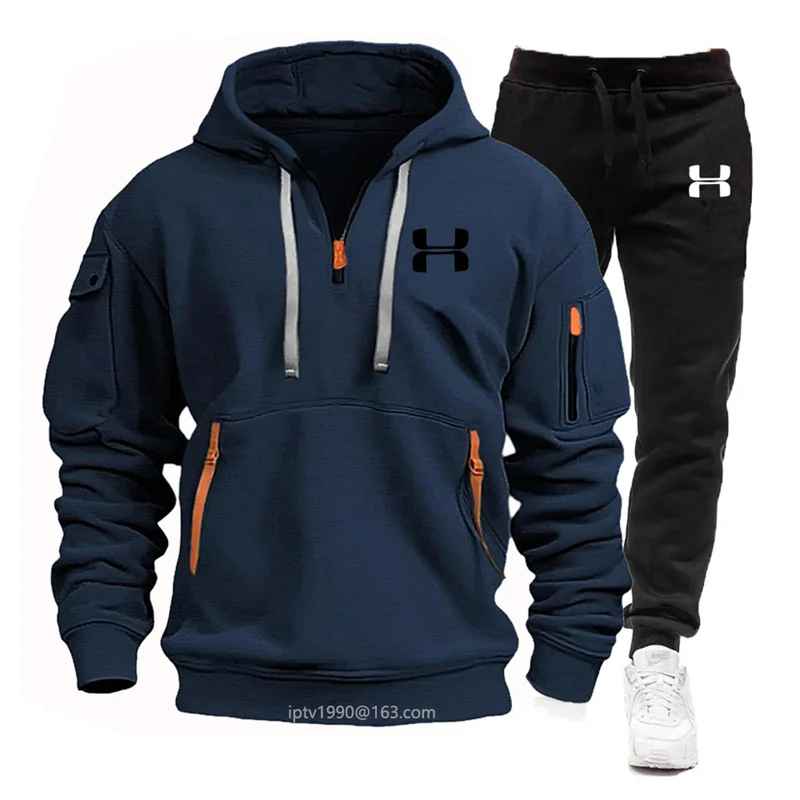 Under Armour Tracksuit Winter Sets Fleece Hooded Sweatshirt Sportswear Men Women 004