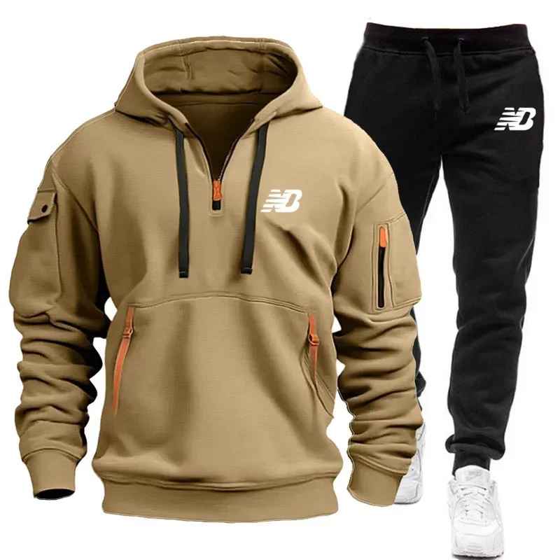 New Balance Tracksuit Winter Sets Fleece Hooded Sweatshirt Sportswear Men Women 010