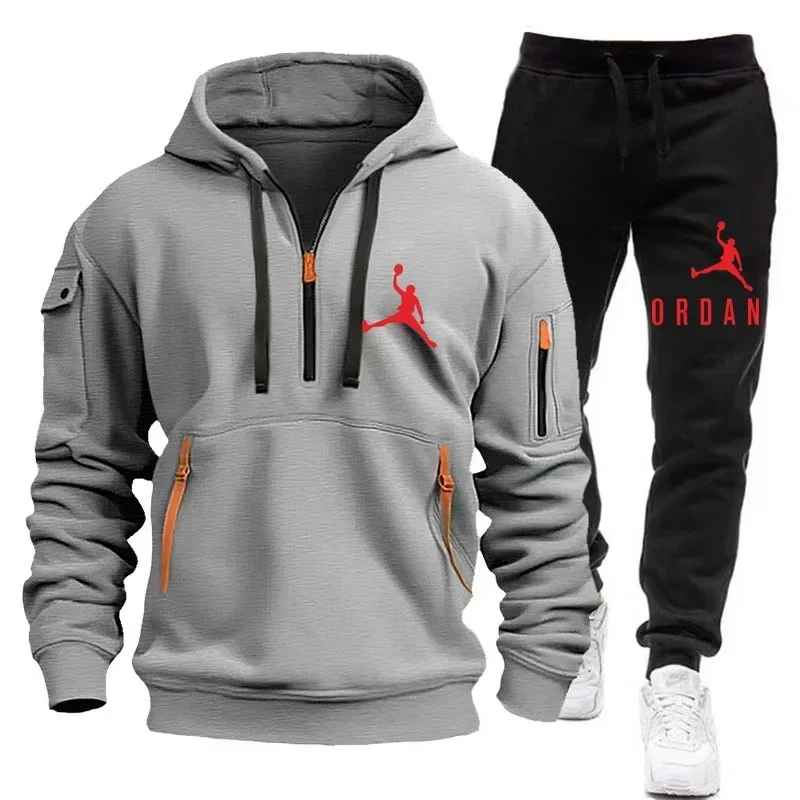 Jordan Tracksuit Winter Sets Fleece Hooded Sweatshirt Sportswear Men Women 037