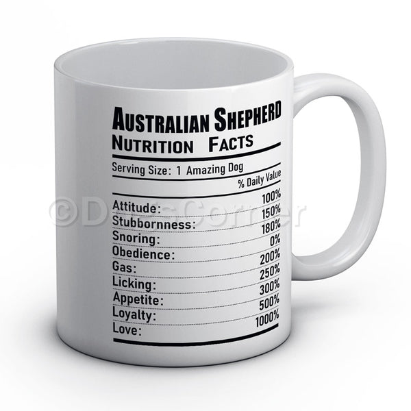 Australian Shepherd Nutrition Facts Mug