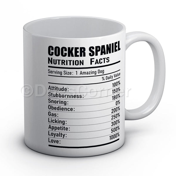 Cocker Spaniel Nutrition Facts Mug