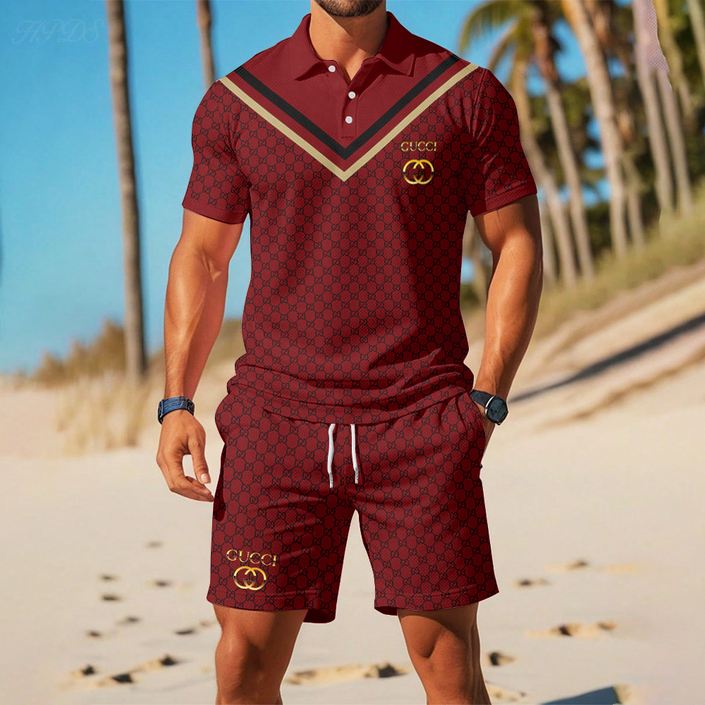 Gucci Polo and Short Luxury Set Summer Outfit for Men 009