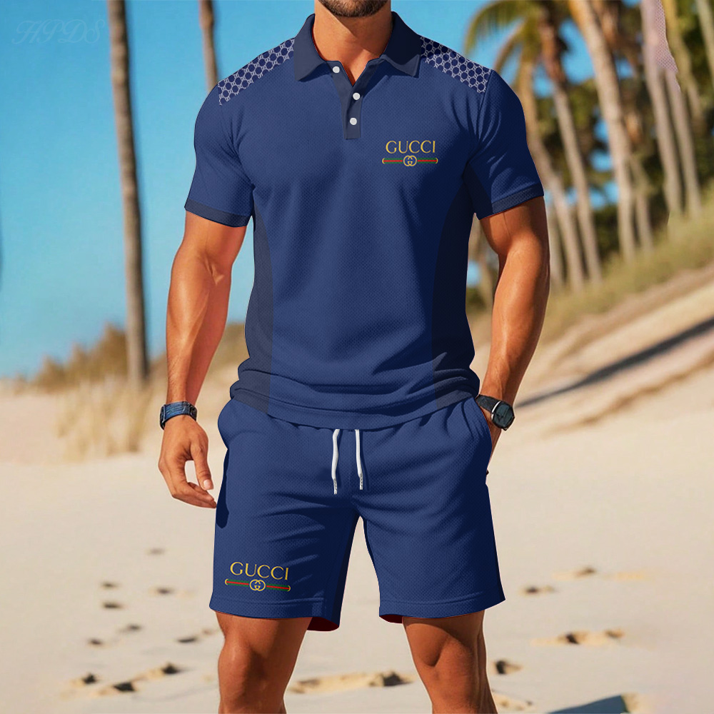 Gucci Polo and Short Luxury Set Summer Outfit for Men 010