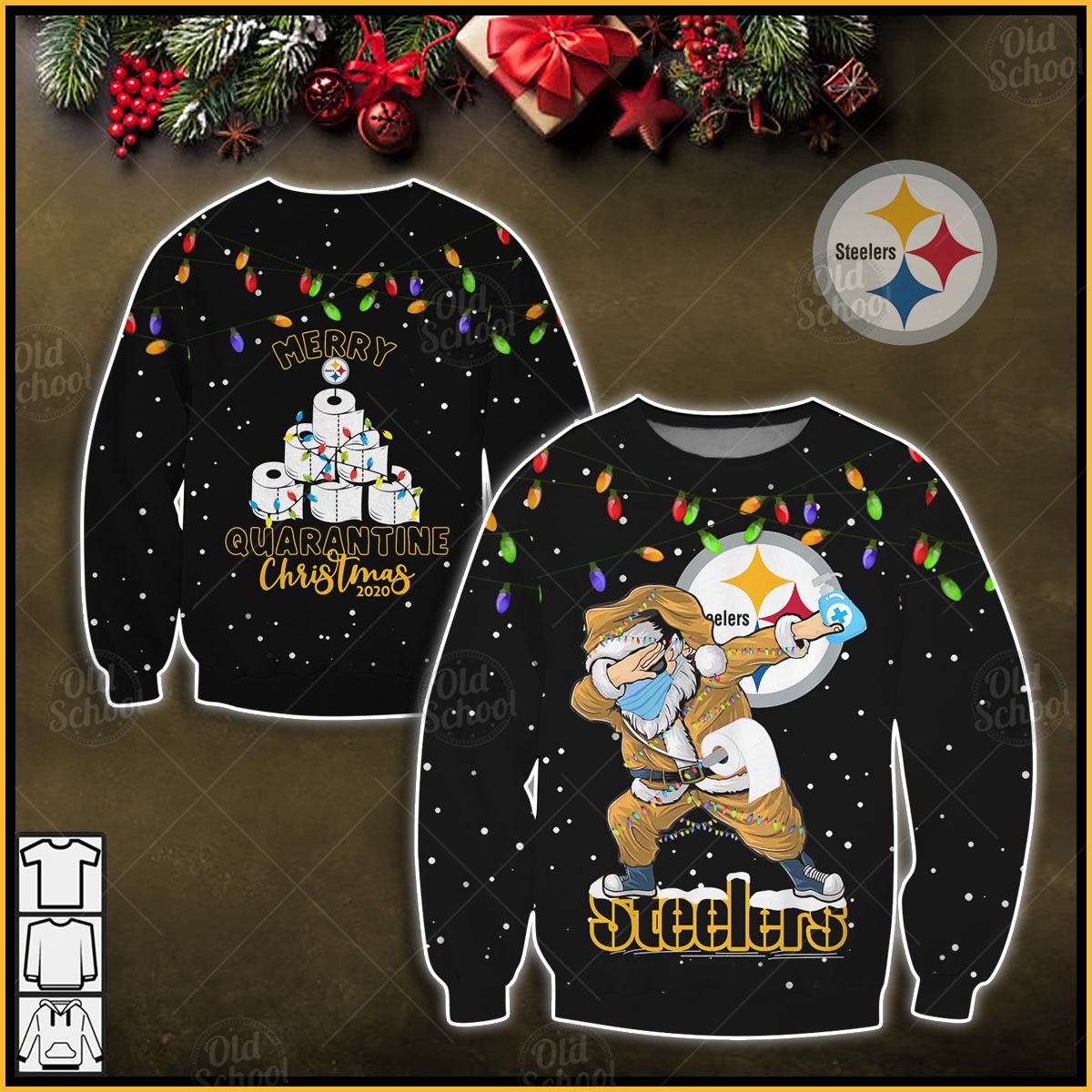 NFL Pittsburgh Steelers Santa Dabbing Merry Quarantine Christmas 2020 Style - WinGear.shop - Personalize Your Own New & Retro Sports Jerseys, Hoodies, T Shirts