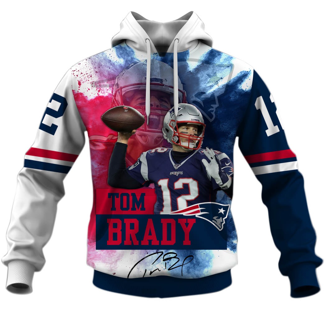 Tom Brady New England Patriots NFL 3D Hoodie T shirt Sleeve T52 - WinGear.shop - Personalize Your Own New & Retro Sports Jerseys, Hoodies, T Shirts