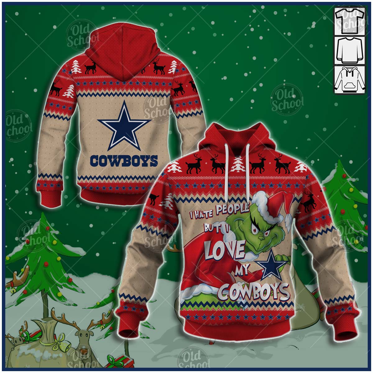 NFL Dallas Cowboys x Grinch Christmas Ugly Sweater Style - WinGear.shop - Personalize Your Own New & Retro Sports Jerseys, Hoodies, T Shirts