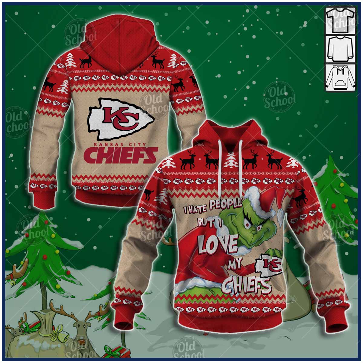 NFL Kansas City Chiefs x Grinch Christmas Ugly Sweater Style - WinGear.shop - Personalize Your Own New & Retro Sports Jerseys, Hoodies, T Shirts