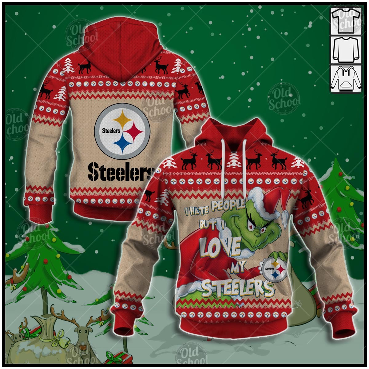 NFL Pittsburgh Steelers x Grinch Christmas Ugly Sweater Style - WinGear.shop - Personalize Your Own New & Retro Sports Jerseys, Hoodies, T Shirts