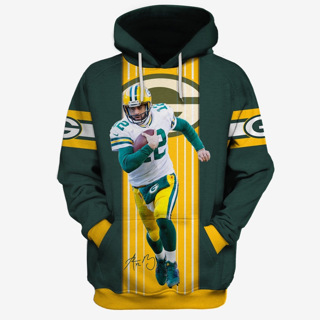 NFL Green Bay Packers Aaron Rodgers #12 Hoodie T-Shirts - WinGear.shop - Personalize Your Own New & Retro Sports Jerseys, Hoodies, T Shirts