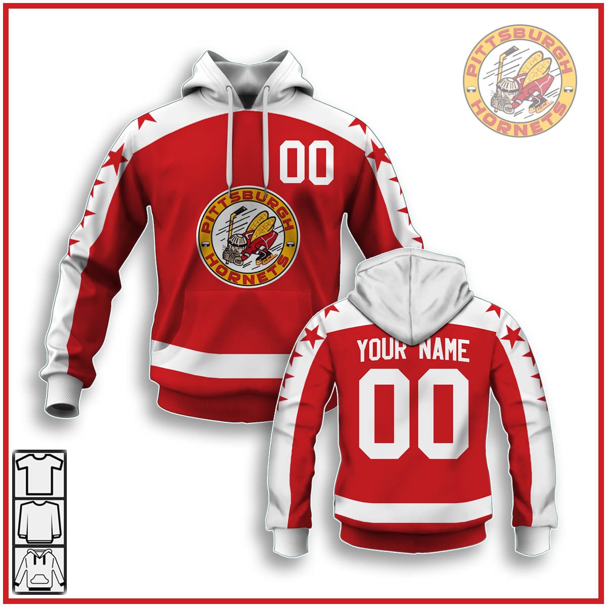 Customize Hoodie, Mask Hoodie Vintage AHL Pittsburgh Hornets 1960 vintage Red Retro Jersey