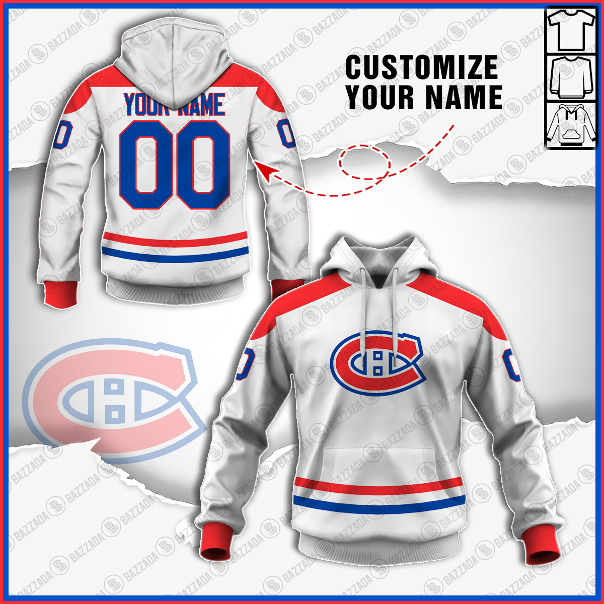 Personalize name and number hoodie 1958-59 Charlie Hodge Montreal Canadiens Game Worn Jersey