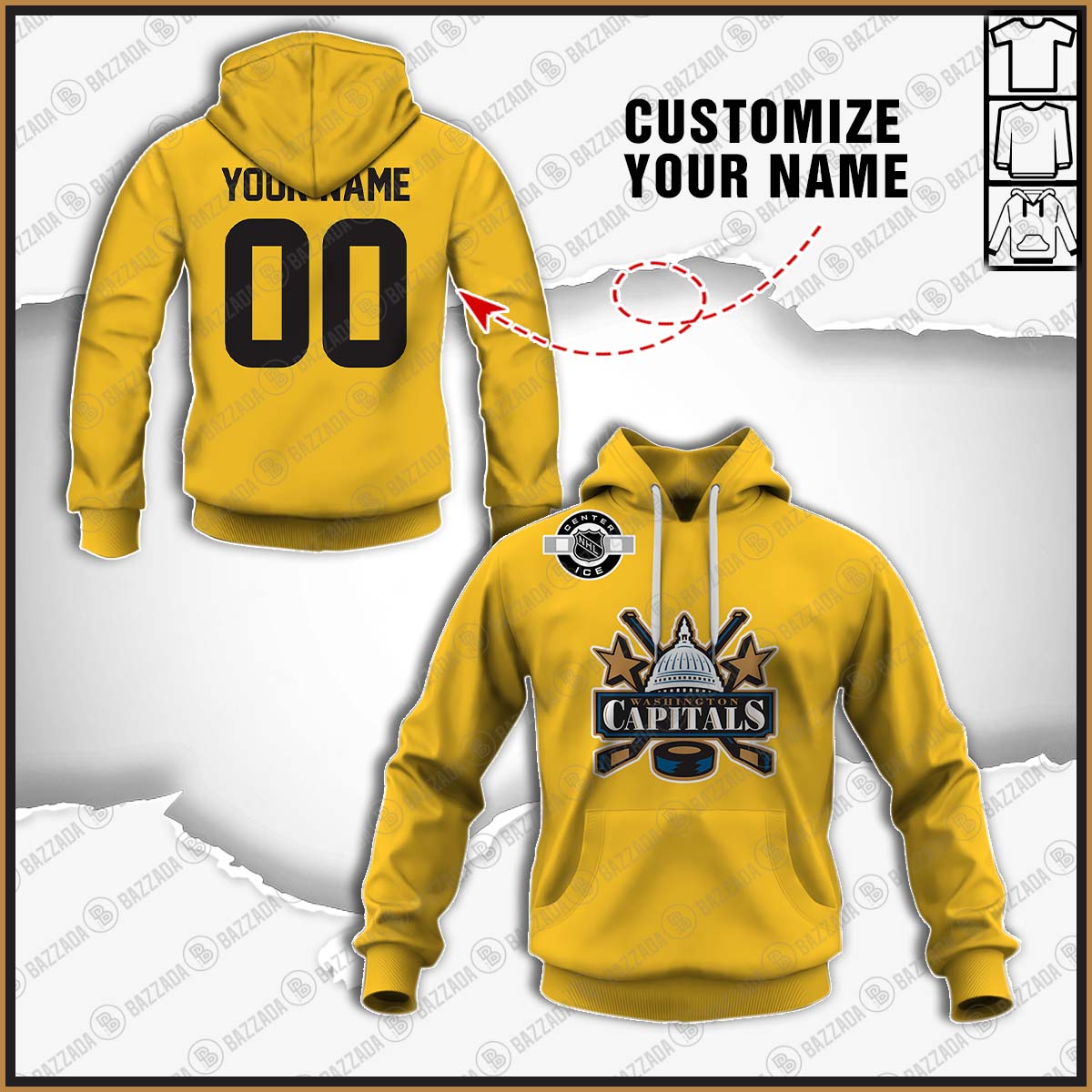 Personalized name and number Vintage NHL Washington Capitals Away Hockey Jersey 1997-2007