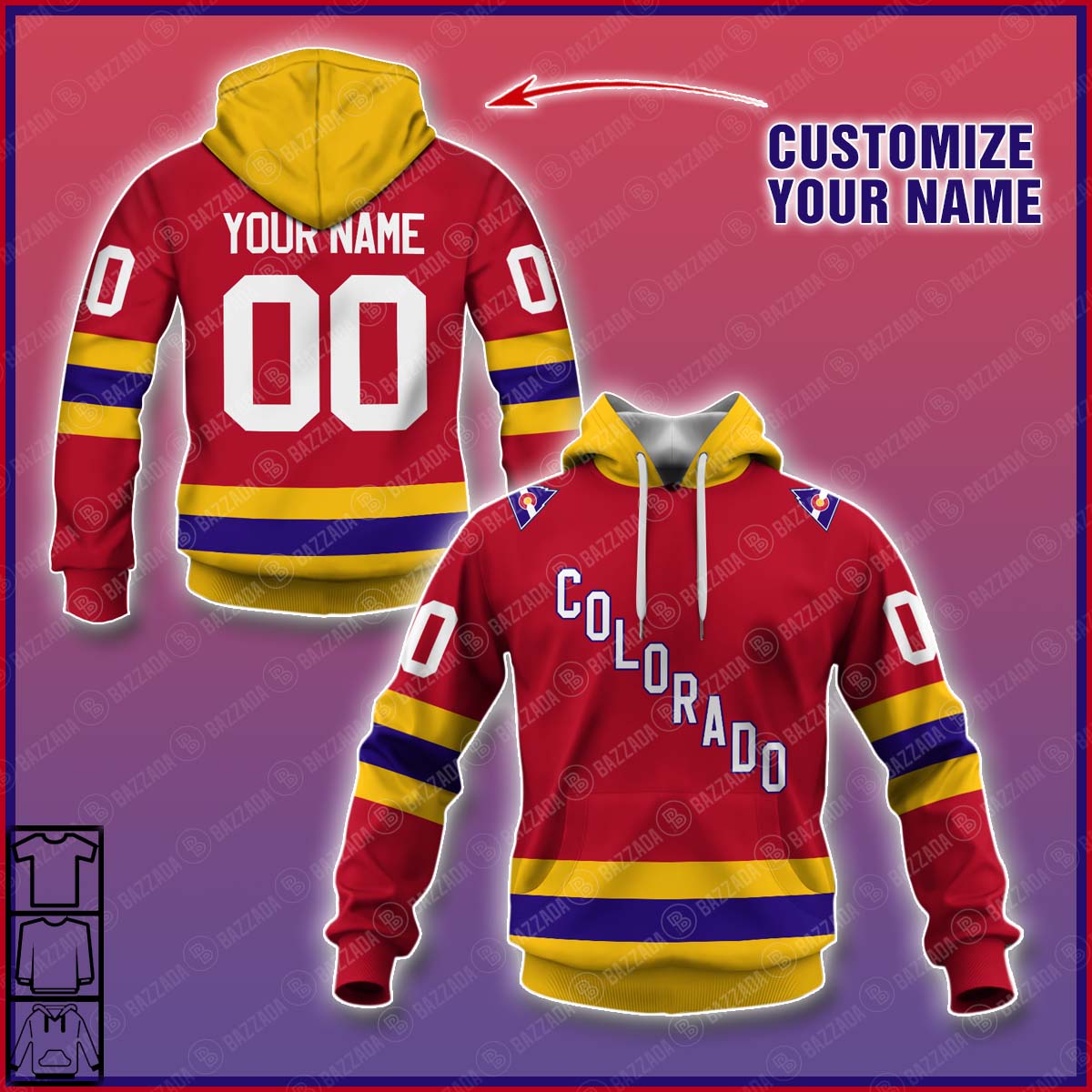Personalize Name and Number Hoodie, Zip Hoodie Colorado Rockies Red Hockey jersey NHL (1981-1982)